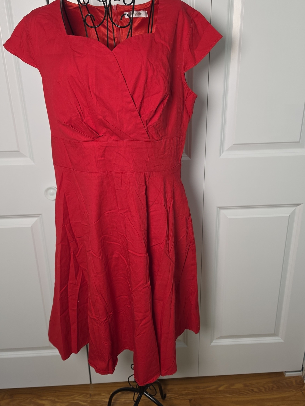 Red Fit & Flare Dress XL Cap Sleeve Spring Wedding Guest Party
